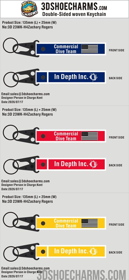 Custom Double-Sided Woven Flight Key Tag with Snap Hook-20260804-23