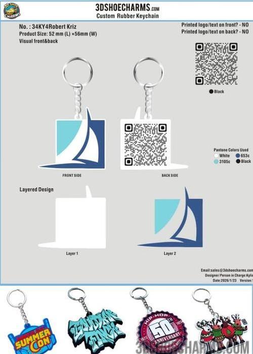 Custom 3D Die Cut Rubber Keychains - Design & Quote 34CC4Robert Kriz|260123