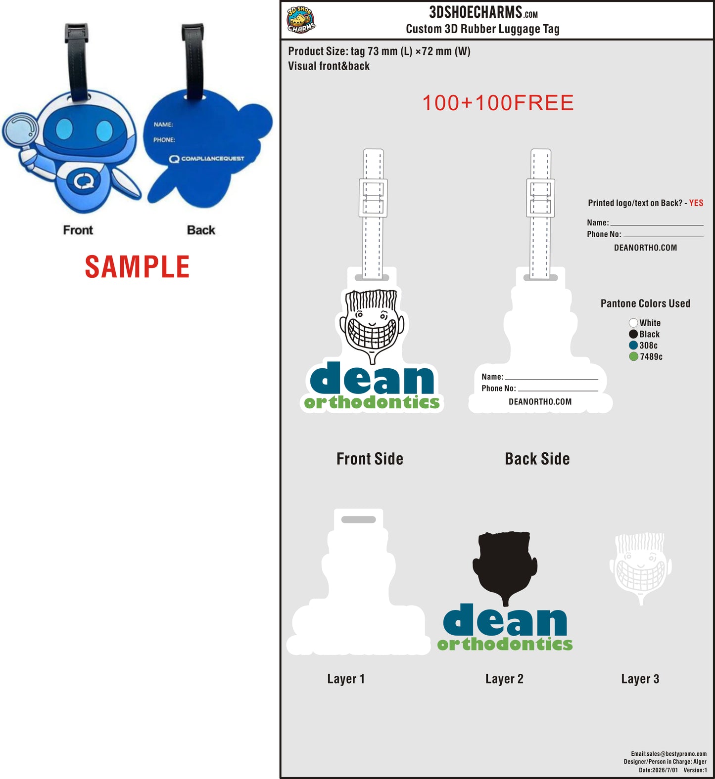 Custom 3D Die-Cut PVC Rubber Luggage Tag-20060706-22-1
