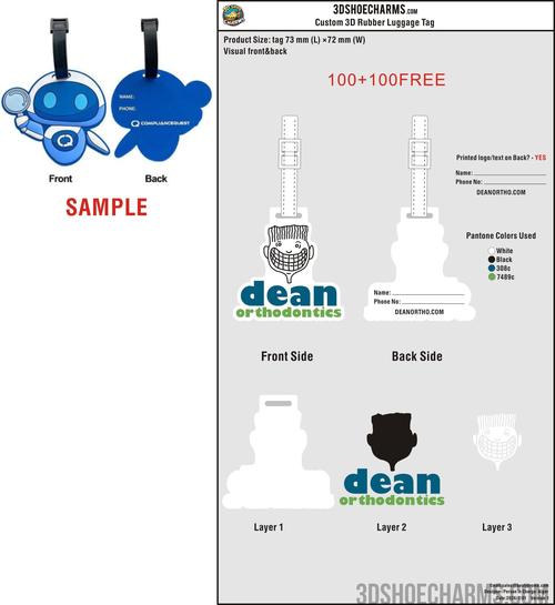 Custom 3D Die-Cut PVC Rubber Luggage Tag-20060706-22-1