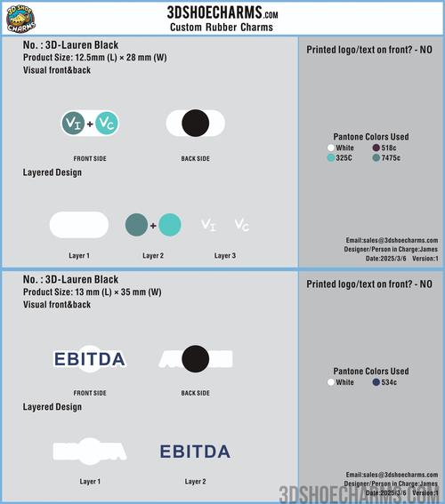 Custom shoe charms-20CC4Lauren Black-RE
