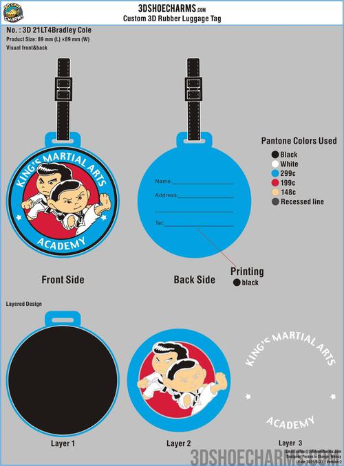 Custom 3D Die-Cut PVC Rubber Luggage Tag 21LT4Bradley Cole250523-RE