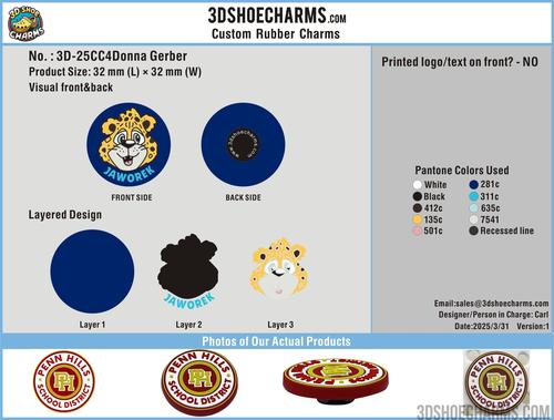 CUSTOM CLOG CHARMS-3D-25CC4Donna Gerber