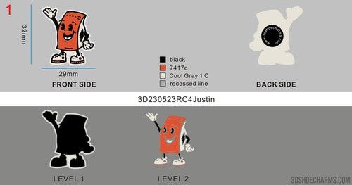 03-230523RC4Justin - 3000+100free, 4 designs – 3D SHOE CHARMS