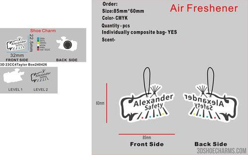 CUSTOM AIR FRESHENER/CUSTOM CLOG CHARMS-23AF/CC4Taylor Box240426