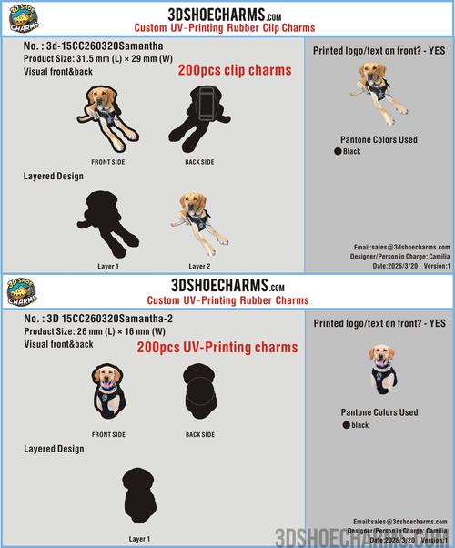 Custom UV-Printing Rubber Charms+Clip Charms 3d-15CC260320Samantha