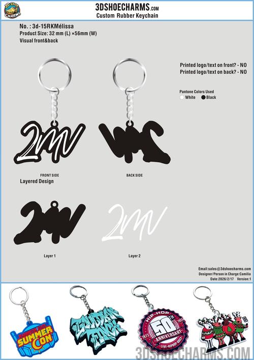 Custom Rubber Keychain 3d-15RK260217Mélissa