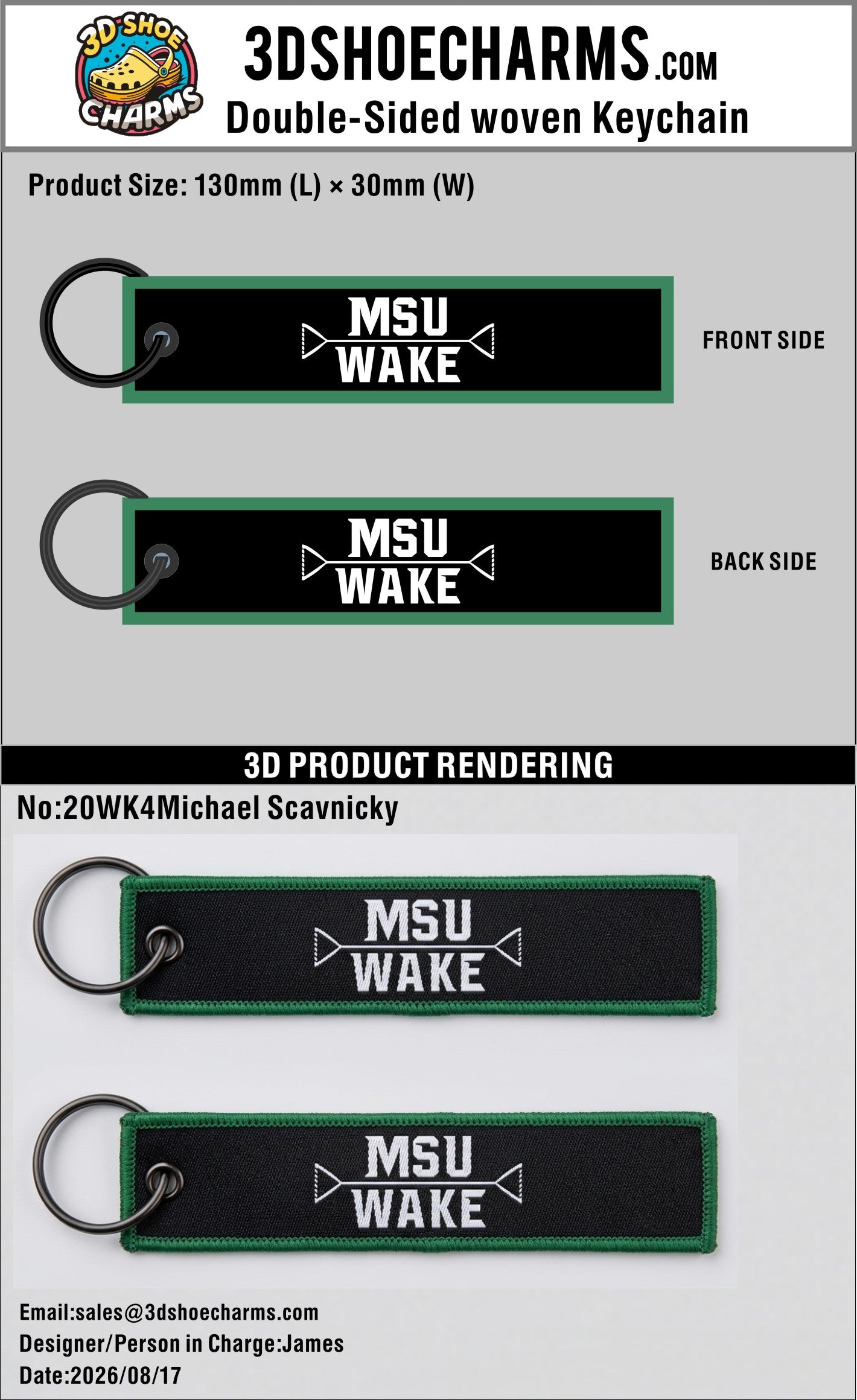Custom Double-Sided Woven Flight Key Tag – 20260817-20