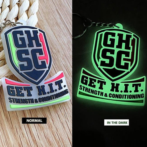 Custom 3D Die Cut Rubber Keychains-Glowing