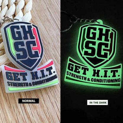 Custom 3D Die Cut Rubber Keychains-Glowing