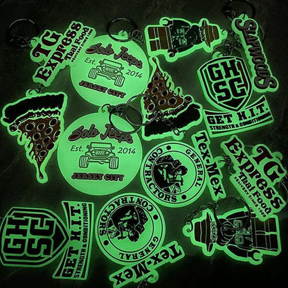Custom 3D Die Cut Rubber Keychains-Glowing