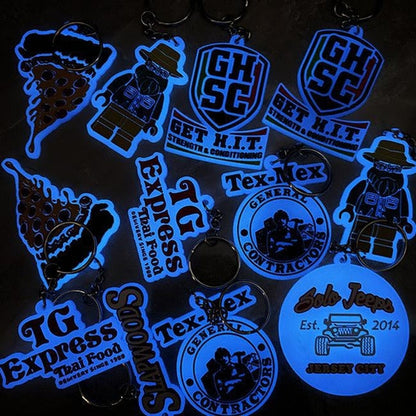 Custom 3D Die Cut Rubber Keychains-Glowing
