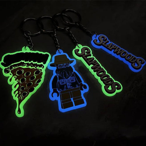 Custom 3D Die Cut Rubber Keychains-Glowing